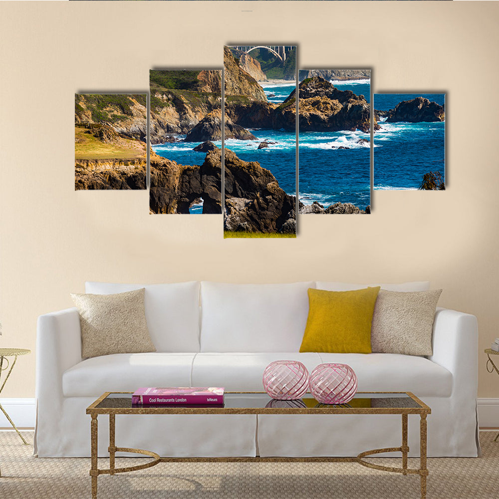 Big Sur Coast at the Bixby Creek Bridge, Monterey County, California, USA Multi Panel Canvas Wall Art