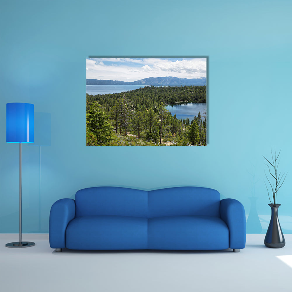 Cascade and Tahoe lakes near emerald bay, California multi panel canvas wall art