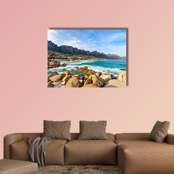 Landscape of beautiful Camps bay in Cape Town multi panel canvas wall art
