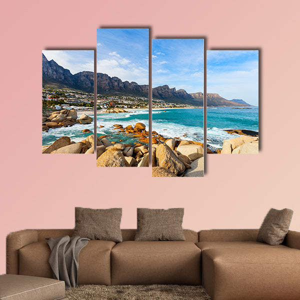 Landscape of beautiful Camps bay in Cape Town multi panel canvas wall art