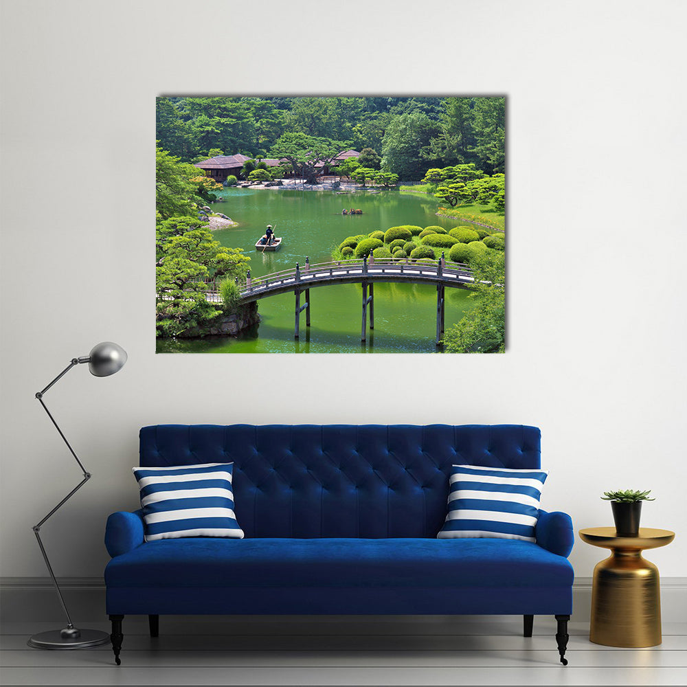 A view from a hill in Ritsurin Garden in Takamatsu city, Kagawa Prefecture, Japan multi panel canvas wall art