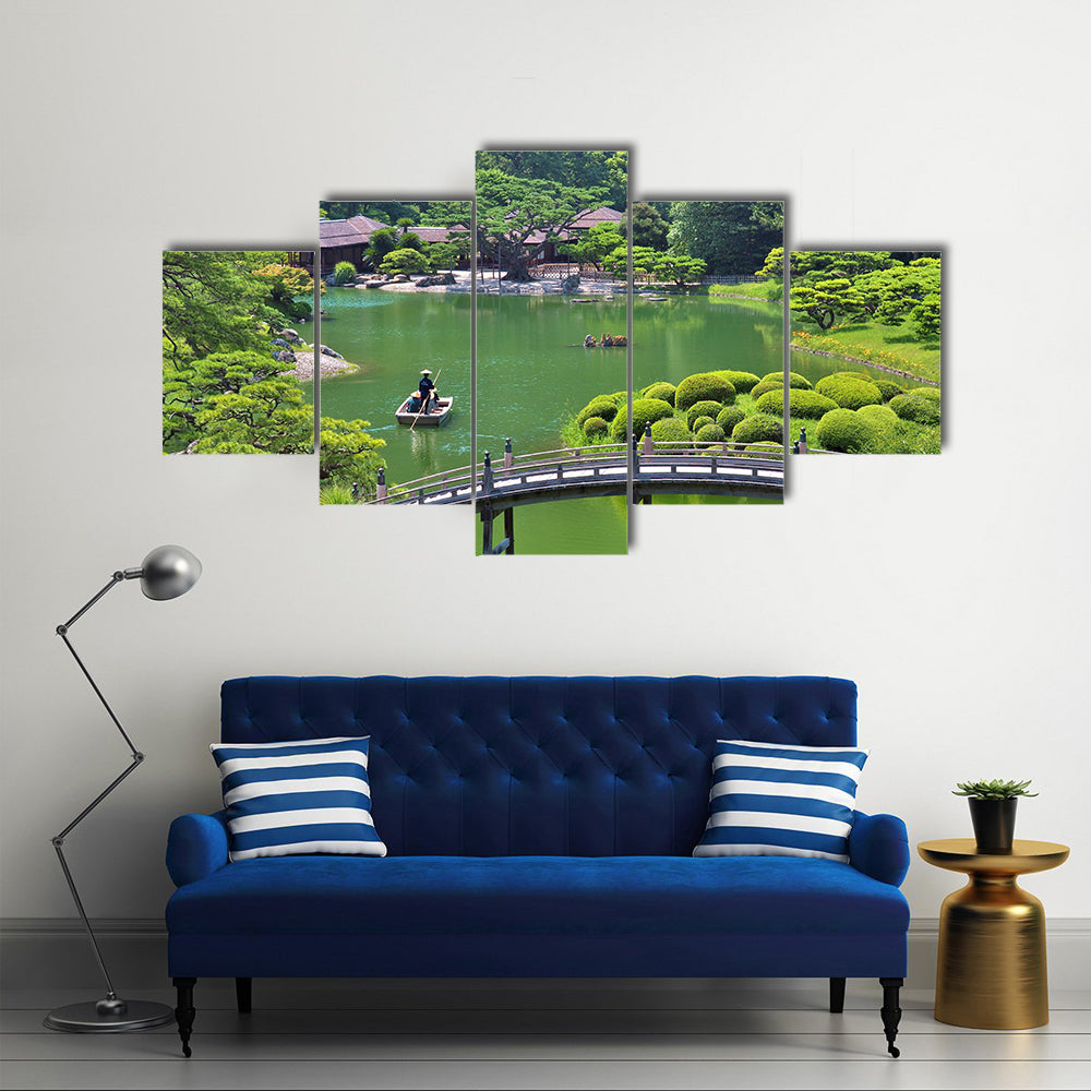 A view from a hill in Ritsurin Garden in Takamatsu city, Kagawa Prefecture, Japan multi panel canvas wall art