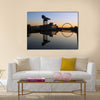 Finneston Crane and the Clyde Arc bridge in Glasgow in morning light, Multi Panel Canvas Wall Art