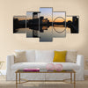 Finneston Crane and the Clyde Arc bridge in Glasgow in morning light, Multi Panel Canvas Wall Art