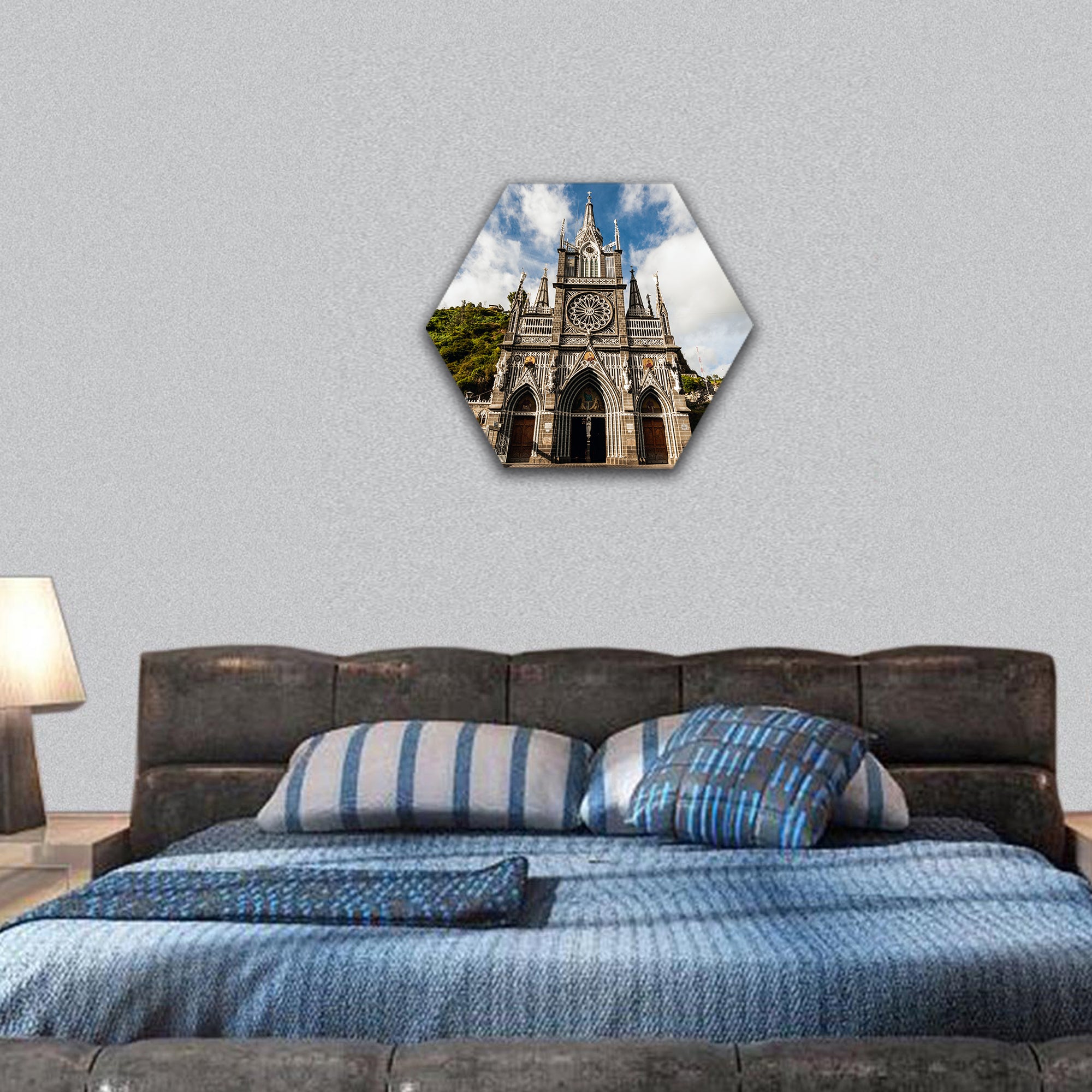Sanctuary of Our Lady, Los Angeles Colombia hexagonal canvas wall art