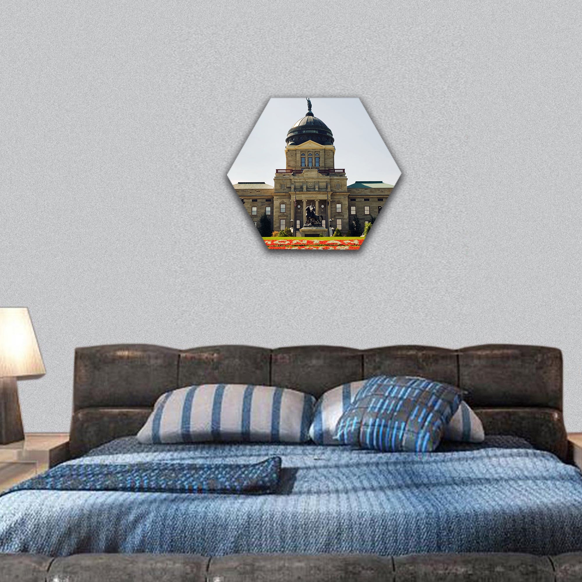 View of Montana State capitol in Helena hexagonal canvas wall art