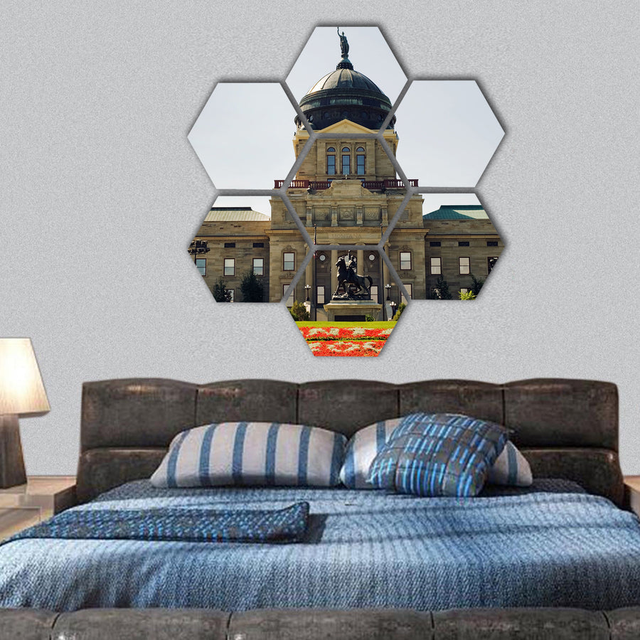 View of Montana State capitol in Helena hexagonal canvas wall art