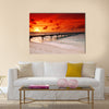 Gorgeous sunset over the sea and a jetty in the tropical paradise of Caribbean Multi Panel Canvas Wall Art