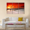 Gorgeous sunset over the sea and a jetty in the tropical paradise of Caribbean Multi Panel Canvas Wall Art