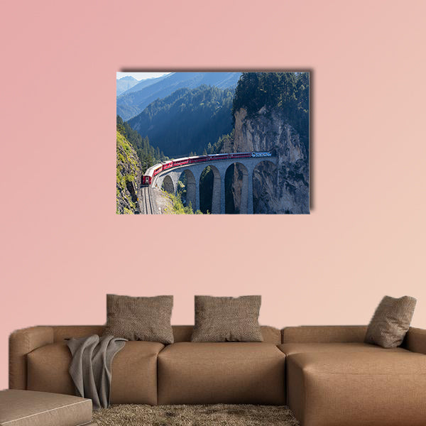 Laundry country Viaduct Filisur, train multi panel canvas wall art