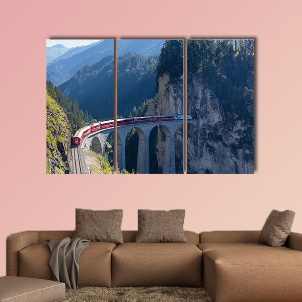Laundry country Viaduct Filisur, train multi panel canvas wall art