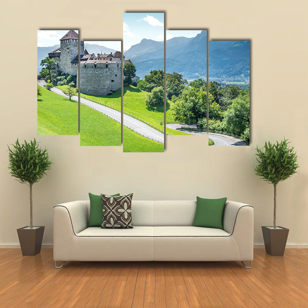 The Medieval Castle In The Vaduz, Liechtenstein, Multi Panel Canvas Wall Art