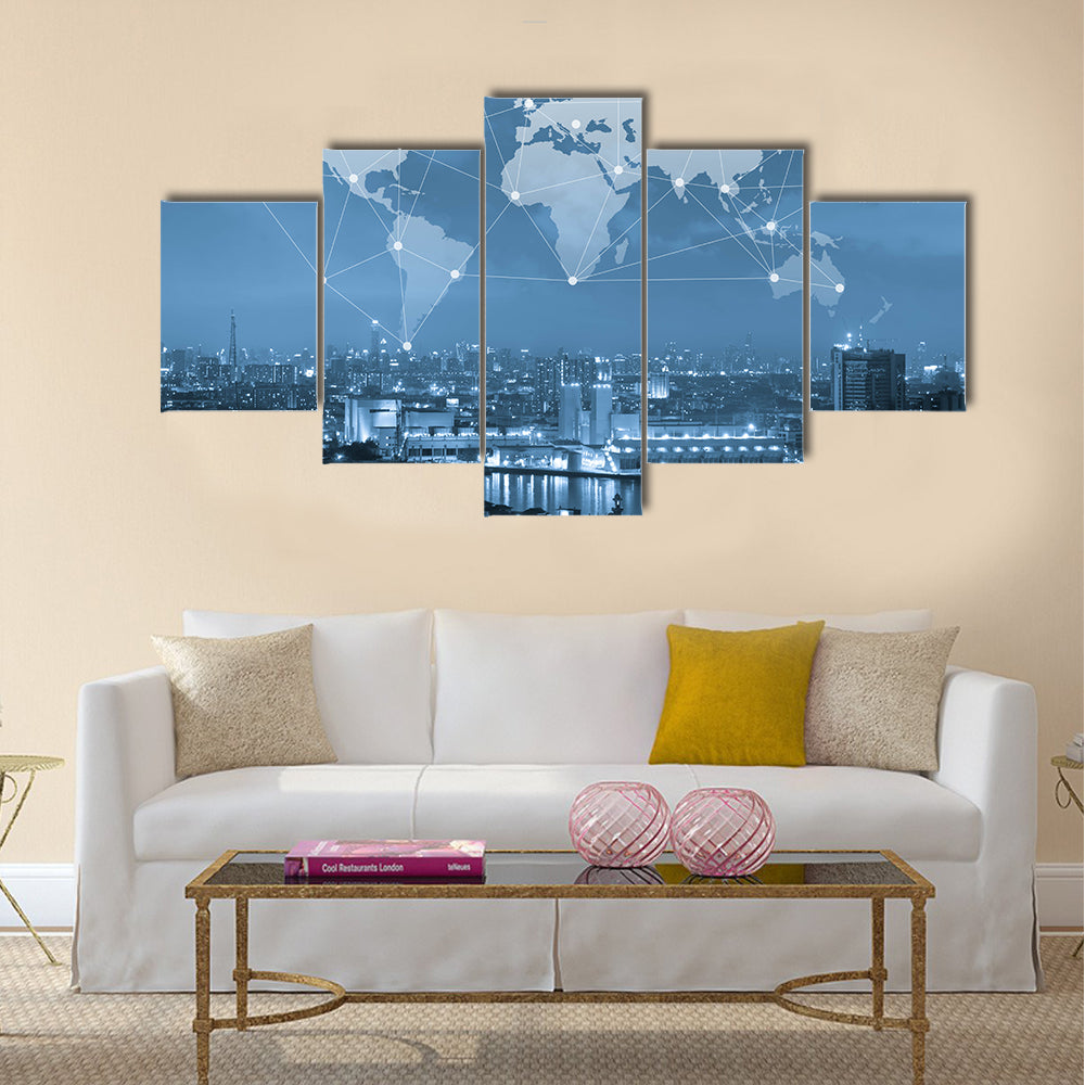 Globalization conceptual, network communication concept Multi panel canvas wall art