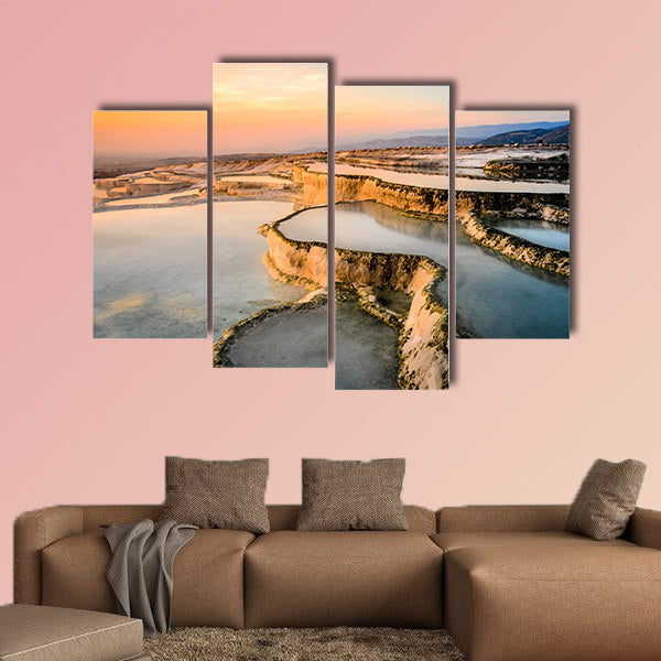 Carbonate travertine’s the natural pools during sunset, wall art