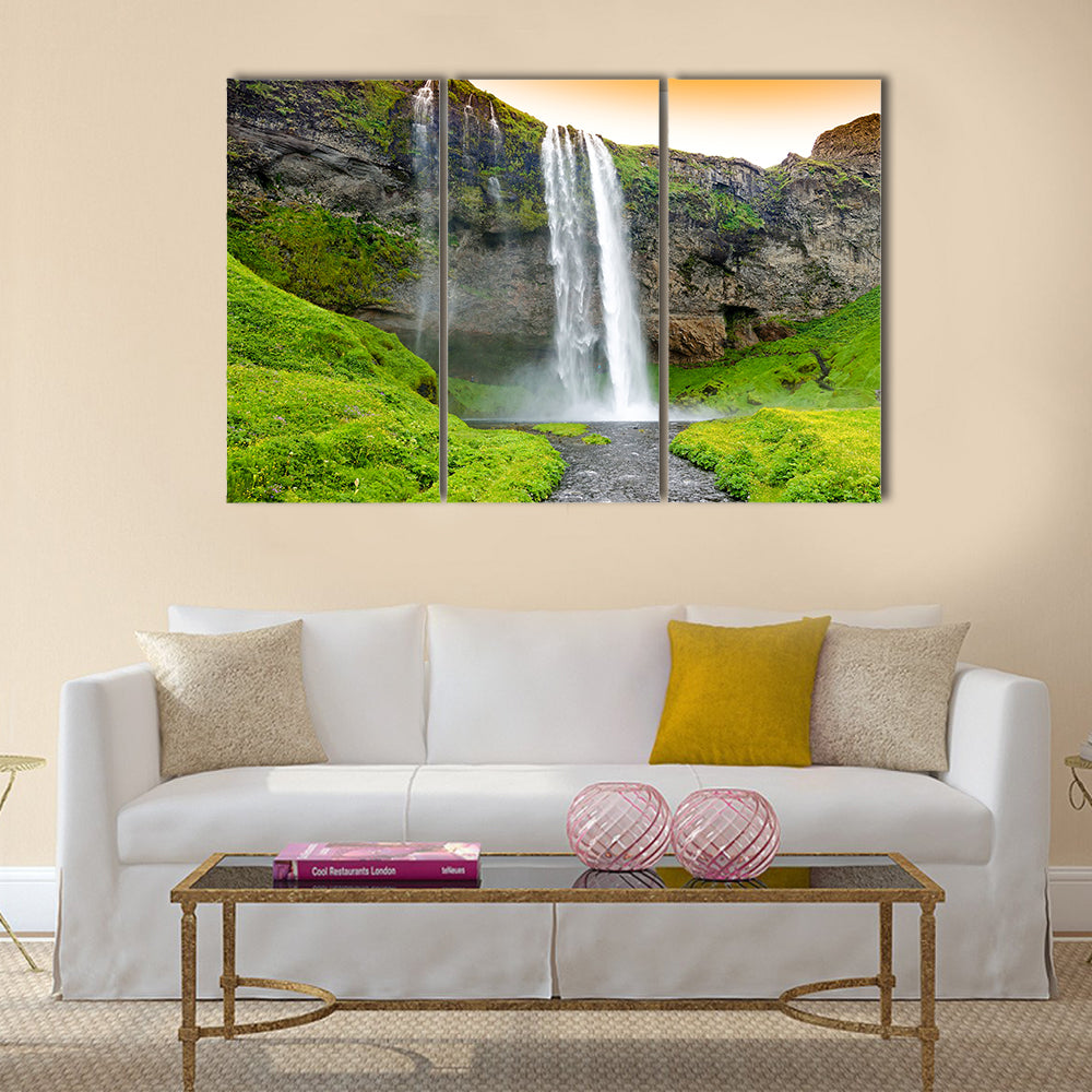 Seljandsfoss waterfall, Iceland multi panel canvas wall art