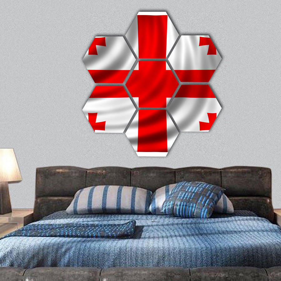 Georgian national official flag hexagonal canvas wall art