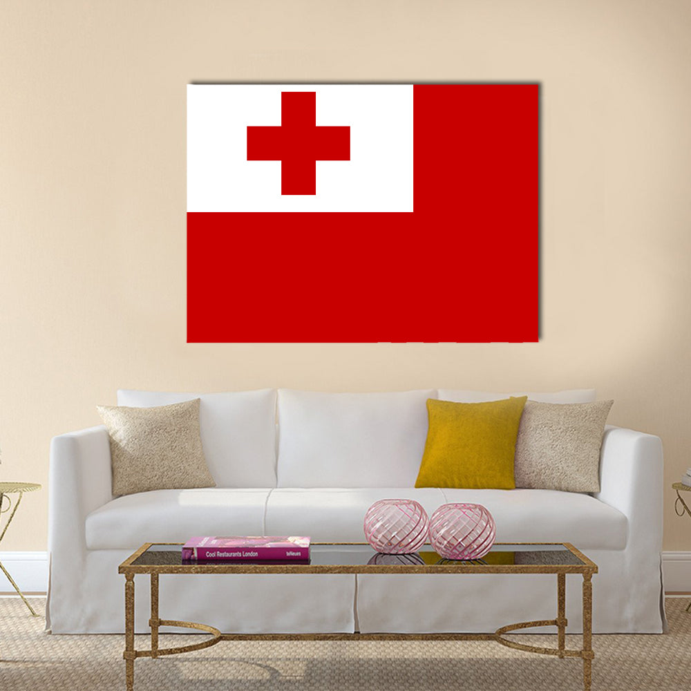 Tongan national official flag Multi panel canvas wall art