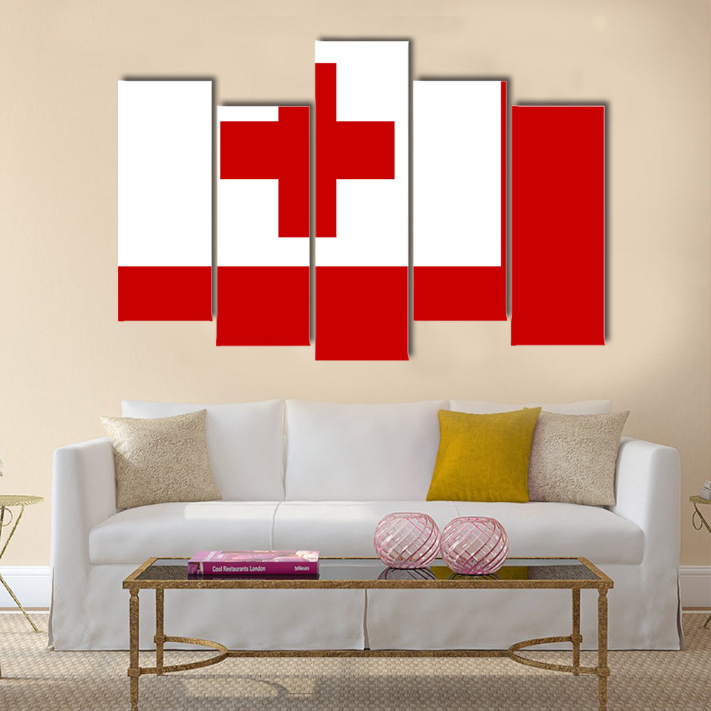 Tongan national official flag Multi panel canvas wall art