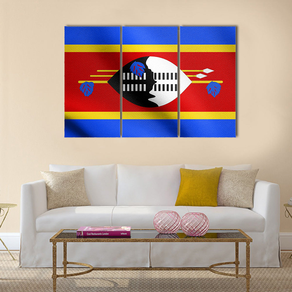 Swazi national official flag Multi Panel Canvas Wall Art