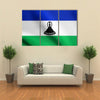 The Official And National Flag Of The Lesotho With The African Patriotic Symbol And Background, Multi Panel Canvas Wall Art