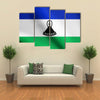 The Official And National Flag Of The Lesotho With The African Patriotic Symbol And Background, Multi Panel Canvas Wall Art