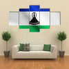 The Official And National Flag Of The Lesotho With The African Patriotic Symbol And Background, Multi Panel Canvas Wall Art