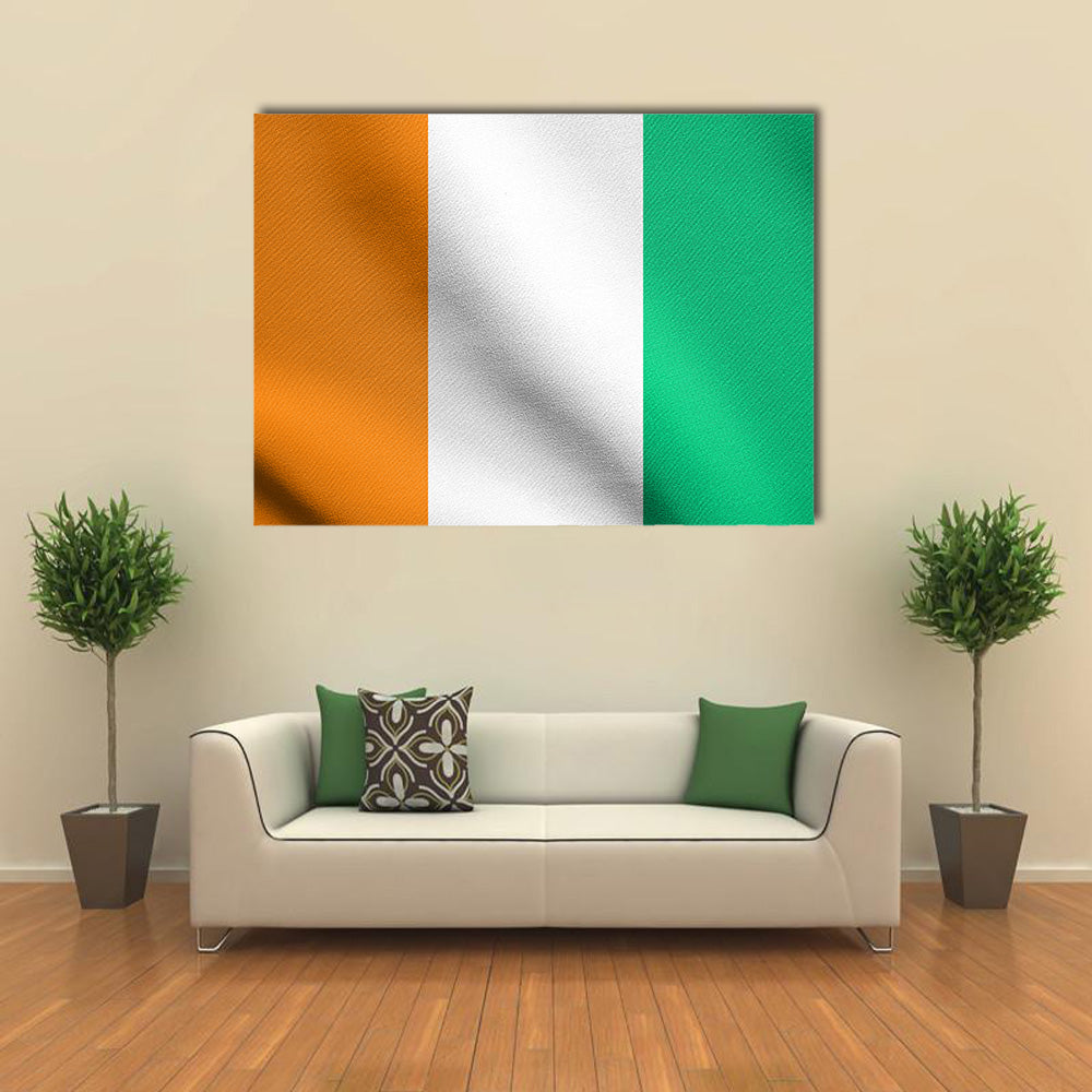 Flag of Ivory Coast waving in the wind with detailed fabric texture Multi panel canvas wall art