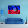 Flag of Haiti Rectangular Shaped Icon with Wavy Effect Multi panel canvas wall art