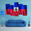 Flag of Haiti Rectangular Shaped Icon with Wavy Effect Multi panel canvas wall art