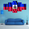 Flag of Haiti Rectangular Shaped Icon with Wavy Effect Multi panel canvas wall art