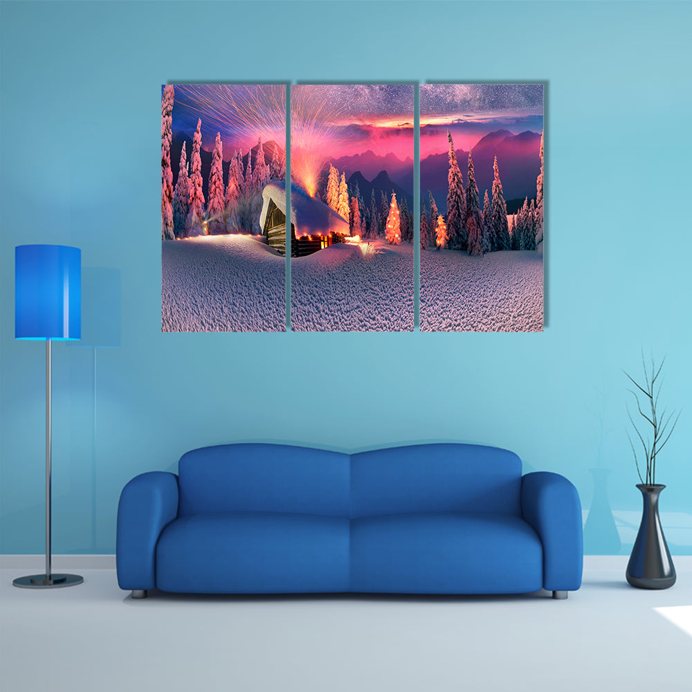 Climbing To Tourist Wild Alpine Mountain To An Abandoned Cabin Multi Panel Canvas Wall Art