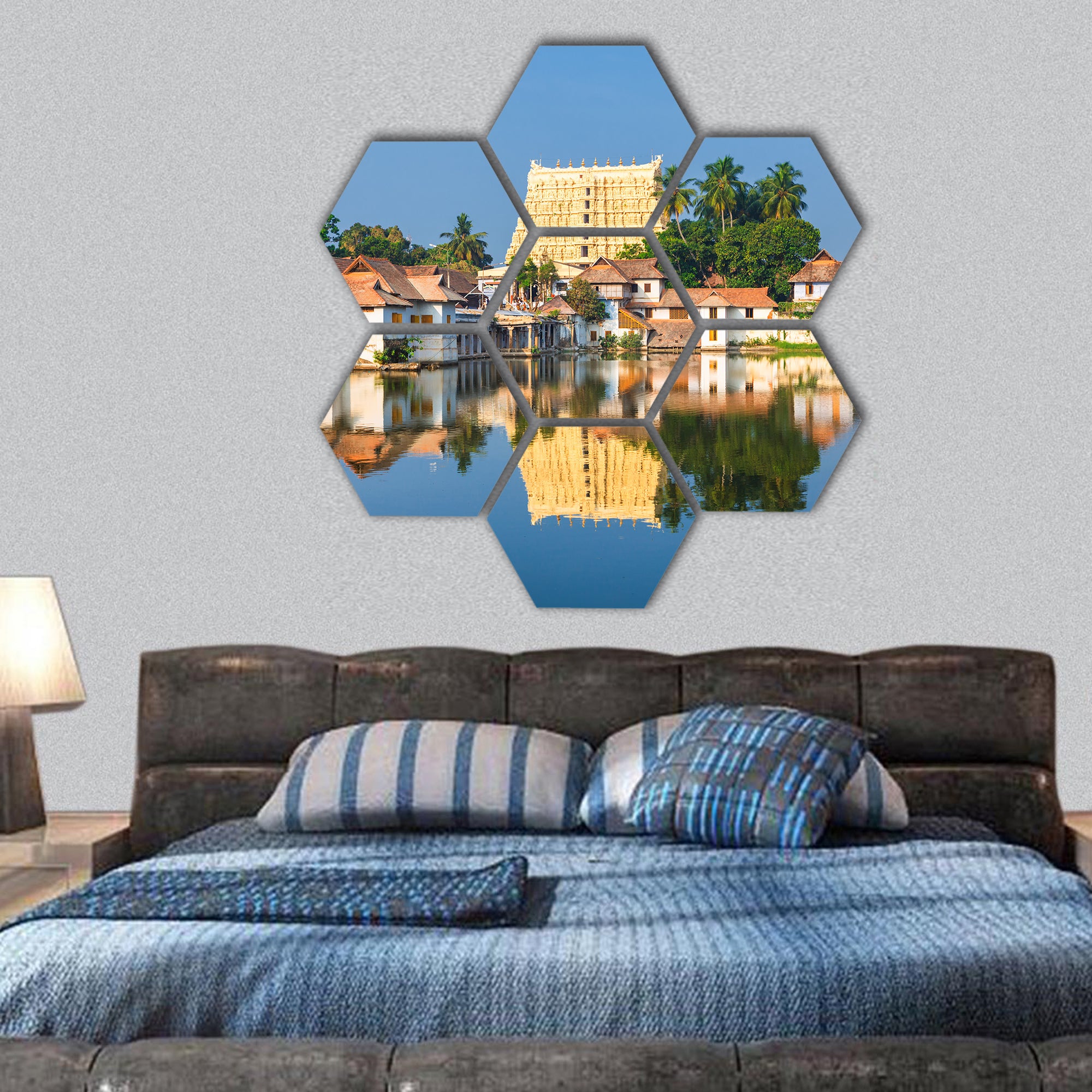 Padmanabhaswamy temple hexagonal canvas wall art