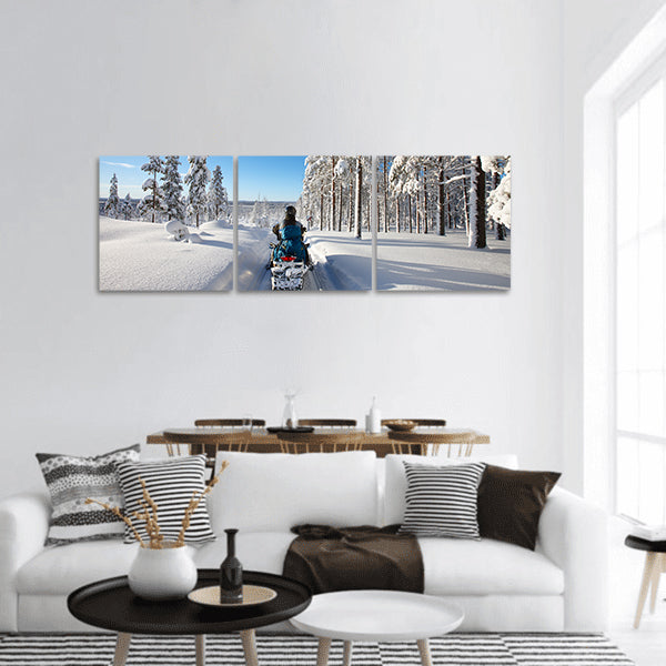 Sunny winter landscape panoramic canvas wall art