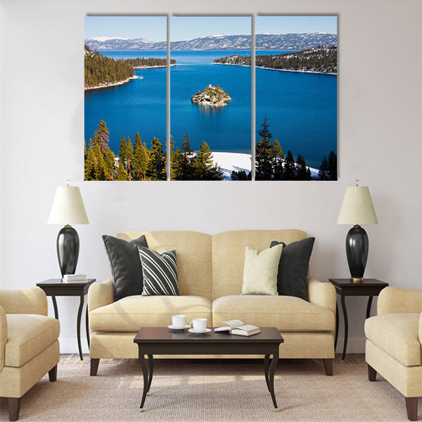 Emerald Bay in winter, Lake Tahoe multi panel canvas wall art