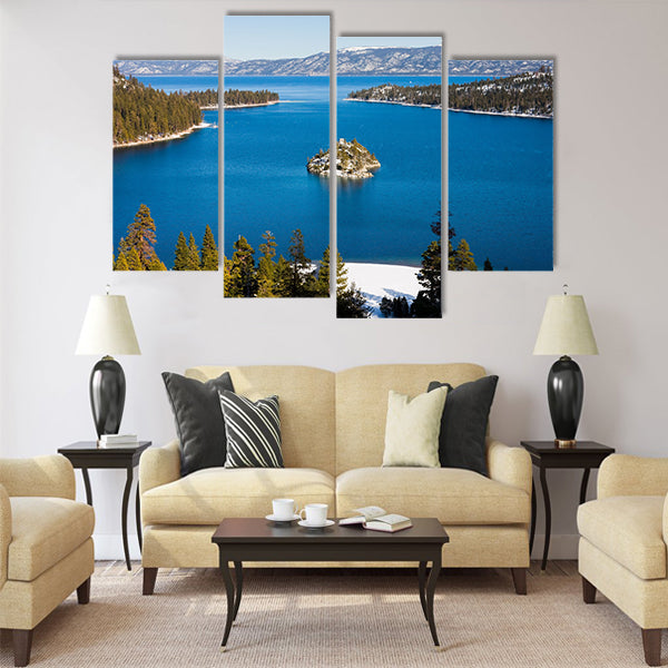 Emerald Bay in winter, Lake Tahoe multi panel canvas wall art