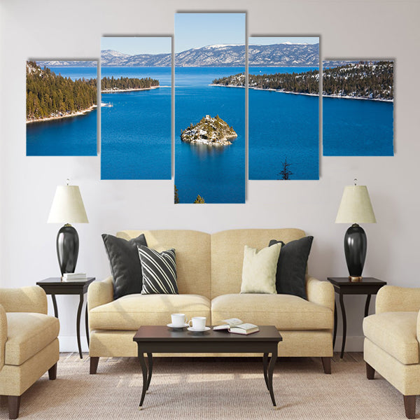 Emerald Bay in winter, Lake Tahoe multi panel canvas wall art