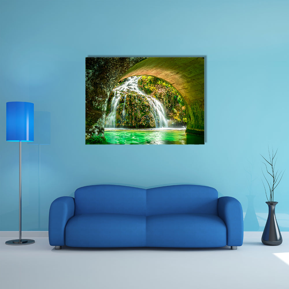 Cascade of Orbaneja del Castillo in spring, Burgos, Spain multi panel canvas wall art