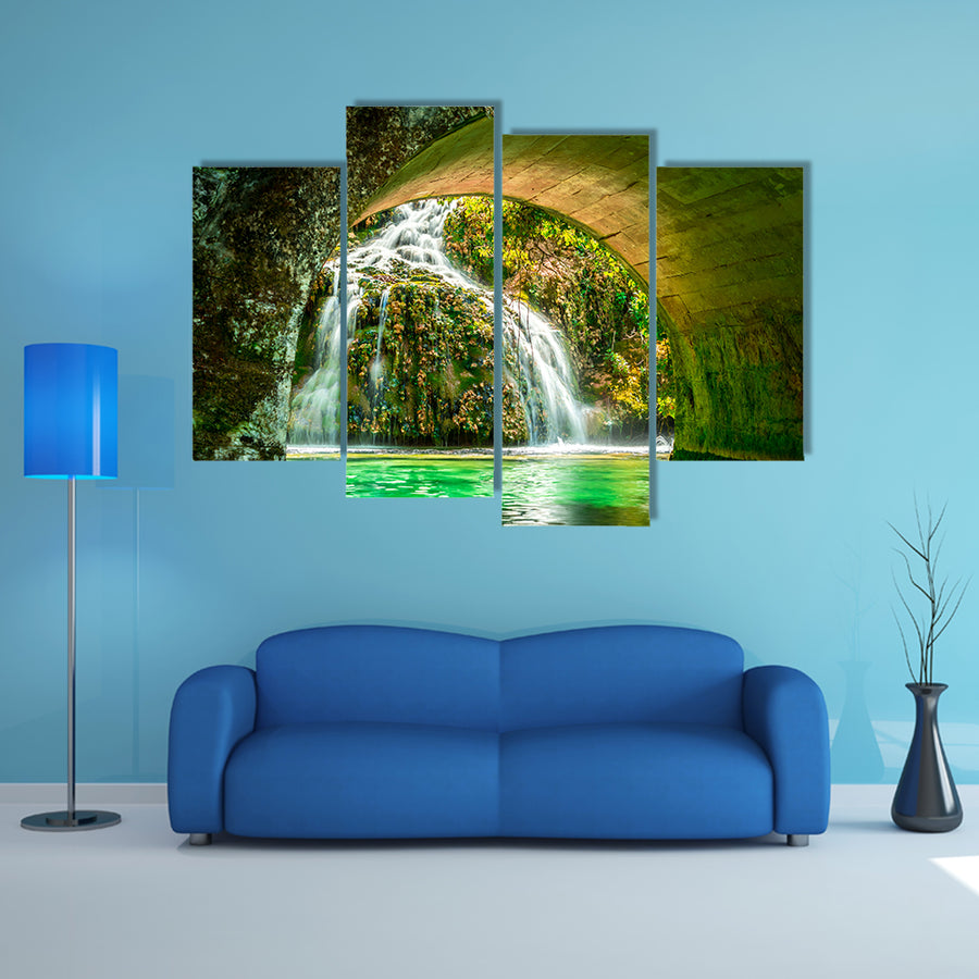 Cascade of Orbaneja del Castillo in spring, Burgos, Spain multi panel canvas wall art