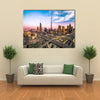 Dubai skyline with beautiful city close to its busiest highway on traffic Multi panel canvas wall art