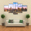 Dubai skyline with beautiful city close to its busiest highway on traffic Multi panel canvas wall art