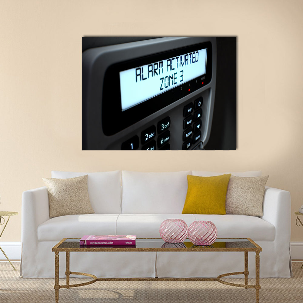 A 3D render of a home security keypad access panel with buttons Multi panel canvas wall art