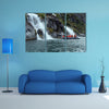 Tourists from the cruise ship near the waterfalls of the glacier Nena multi panel canvas wall art