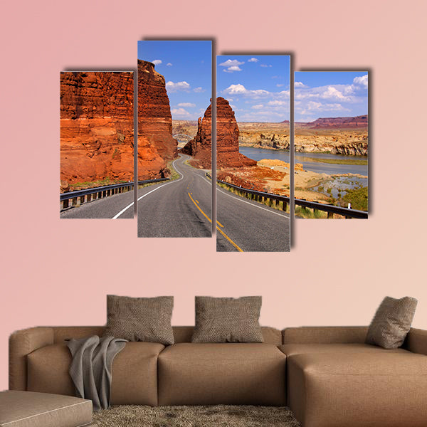 Scenic desert drive multi panel canvas wall art