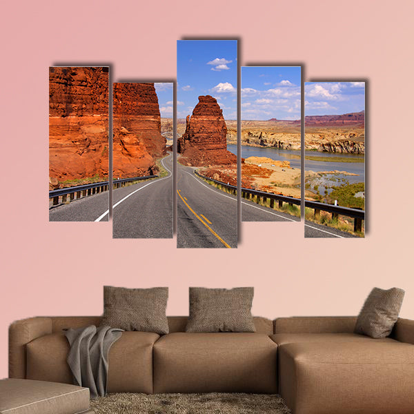 Scenic desert drive multi panel canvas wall art
