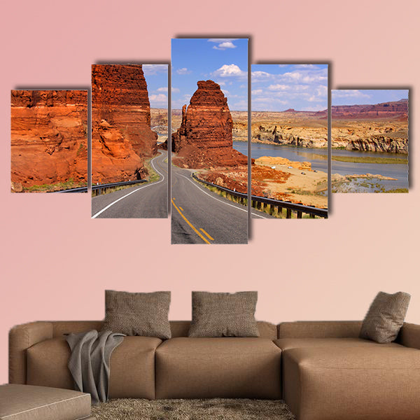 Scenic desert drive multi panel canvas wall art