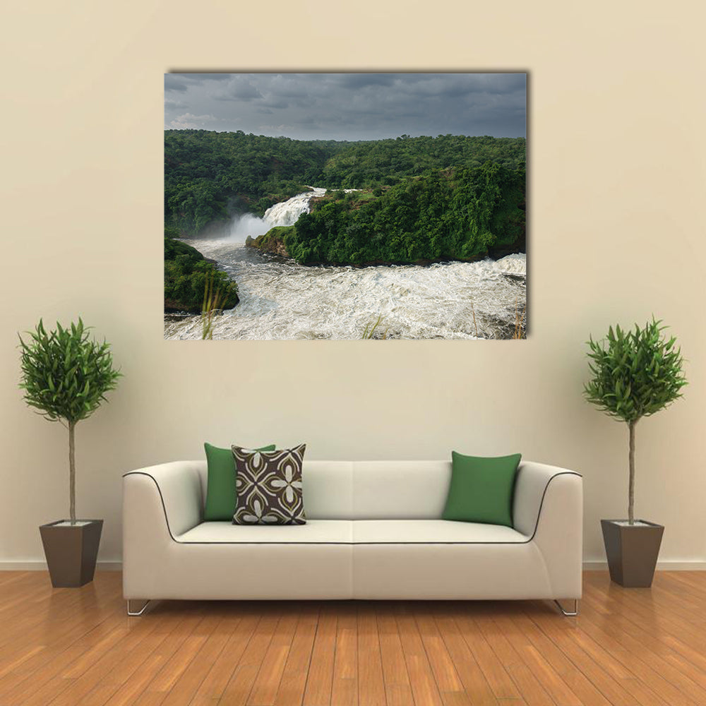 High angle view of Murchison Falls in Nilo River Uganda Multi panel canvas wall art