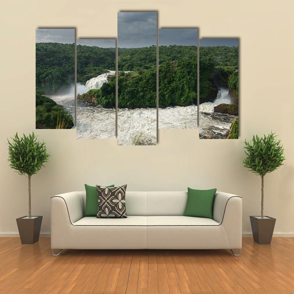 High angle view of Murchison Falls in Nilo River Uganda Multi panel canvas wall art