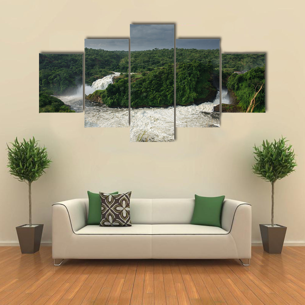 High angle view of Murchison Falls in Nilo River Uganda Multi panel canvas wall art