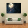 Full Moon And Old Tree On A Starry Night Multi Panel Canvas Wall Art Print Set