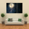 Full Moon And Old Tree On A Starry Night Multi Panel Canvas Wall Art Print Set